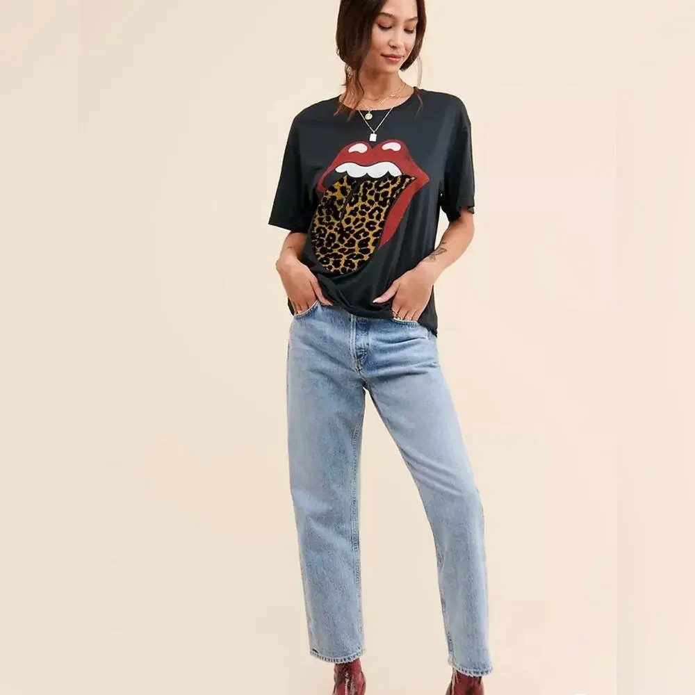 Daydreamer Rolling Stones Flocked Leopard Tongue Tee Size XS - Picture 3 of 9